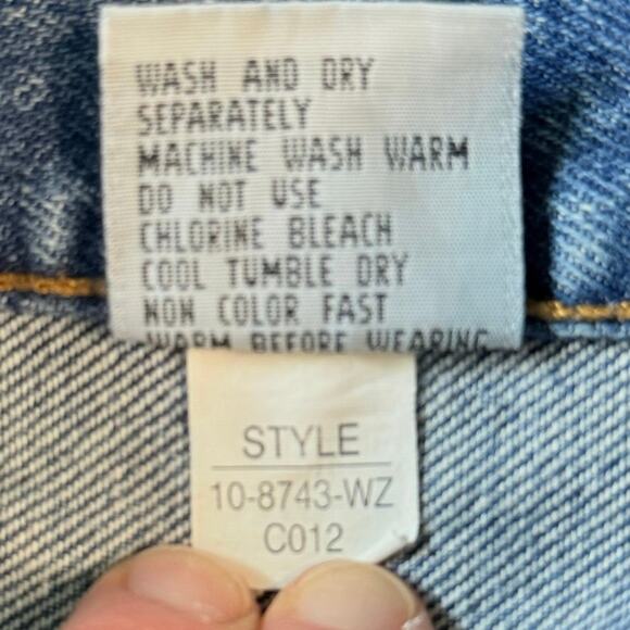 Vintage 90s Jordache High Waist Blue Denim Button Front Jean Skirt 7/8 - Picture 5 of 10